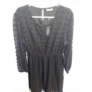 In’Voland Women’s Witchycore Dress Sz 16W Black Lined Sheer Balloon Sleeves NWT